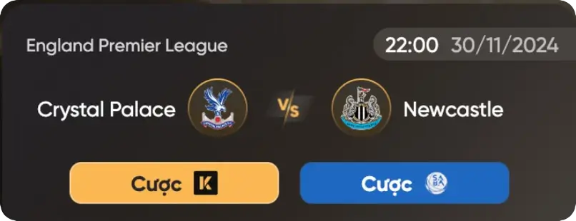 tỷ lệ kèo crystal - newcastle
